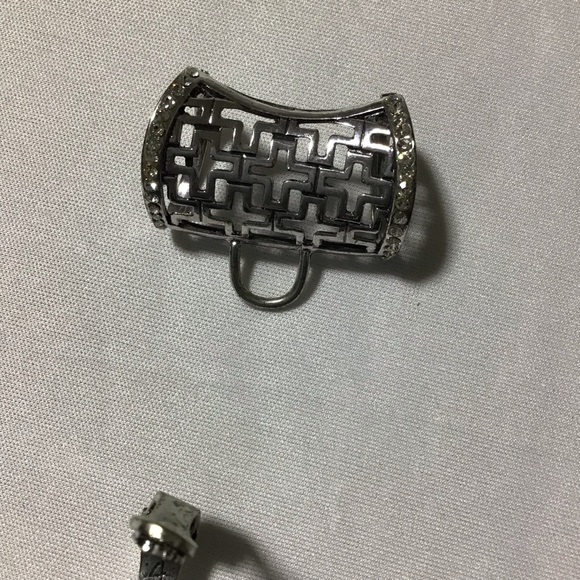 Silver and Blue Chunky Style Rhinestone Cross Pendant - Picture 3 of 7